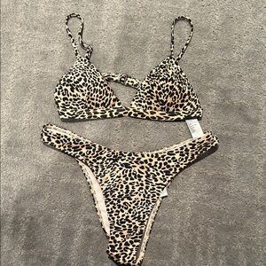 Hollister Cheetah Print Bikini - S Top/M Cheeky Bottom
